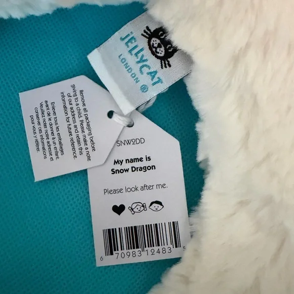 Jellycat snow dragon Large Authentic NWT - Picture 4 of 6